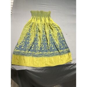 Lapis Versatile Marigold & Navy Blue‎ Waist Hugging Skirt Paisley One Size